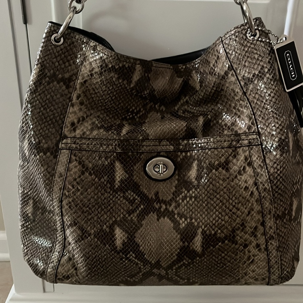 Like New! Coach Park Python Hobo Shoulder Bag